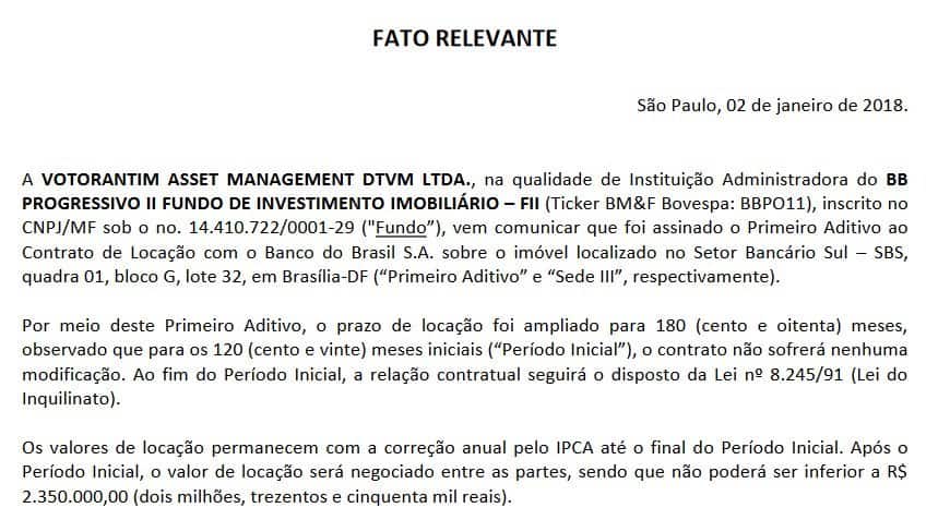 Fato Relevante - Fundos Imobiliários Fato Relevante - Fundos Imobiliários