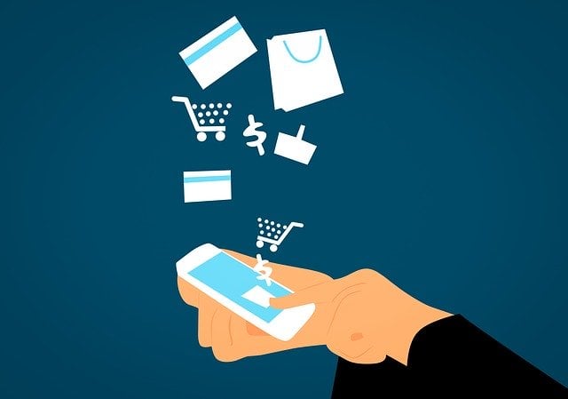 Imagem mostra um app de e-commerce.