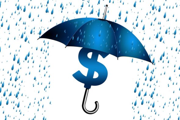 ilustração de guarda-chuva com símbolo do dinheiro