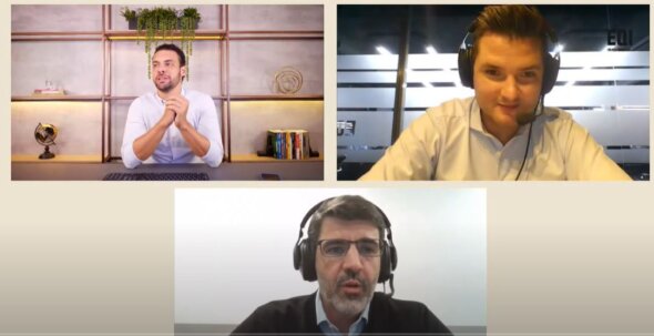 Foto da live, com Viotto, Wiese e Kautz