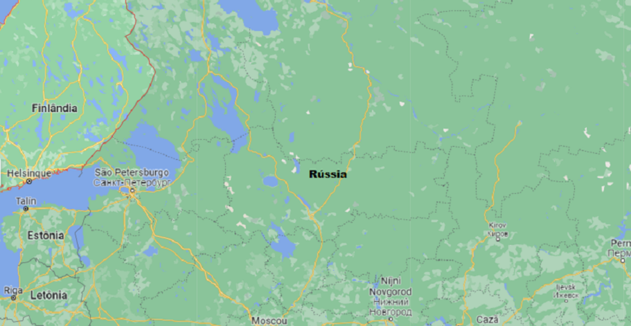 Mapa do norte da Europa mostrando a Finlândia e parte da Rússia