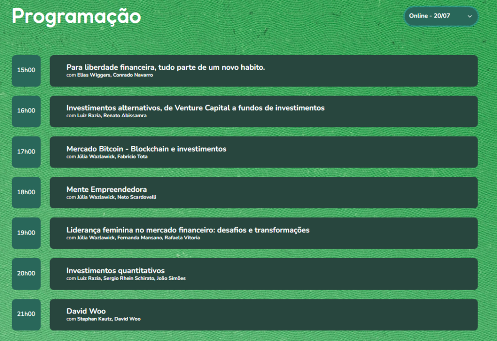 Agenda com programação Money Week