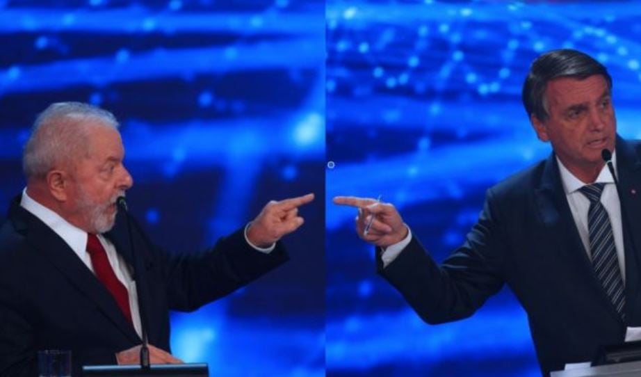 montagem de fotos de Lula e Bolsonaro