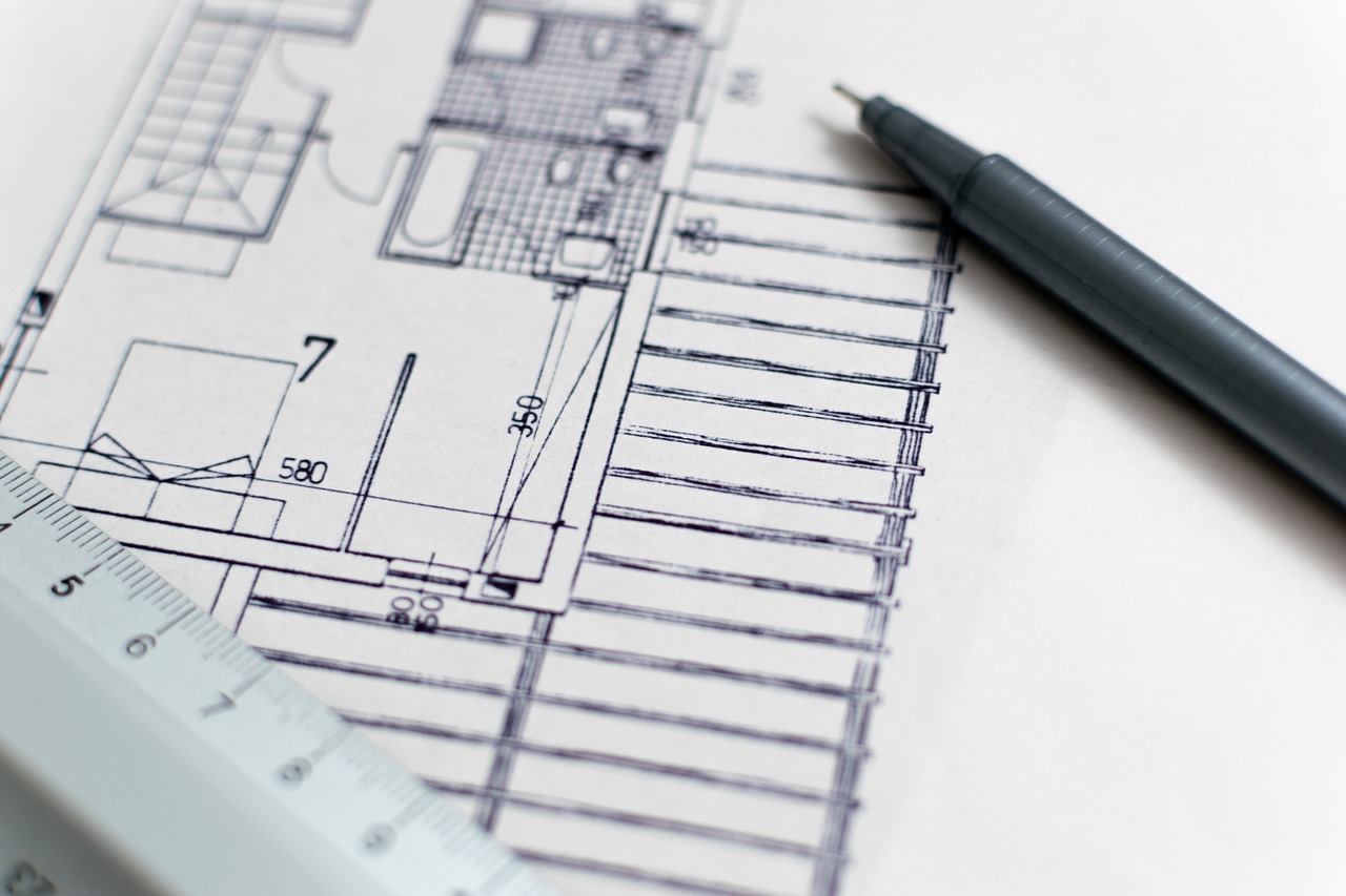 Imagem mostra um plano de arquitetura de construção.