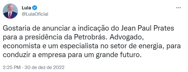 reprodução de post do Twitter