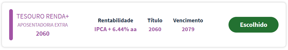 Imagem com exemplo de rentabilidade de Título do Tesouro RendA+