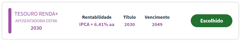 Imagem com rentabilidade do título do Tesouro RendA+