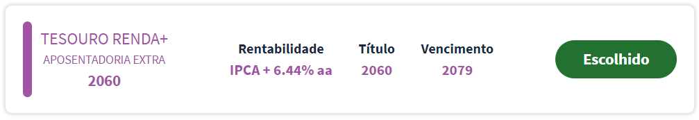Imagem com rentabilidade do título do Tesouro RendA+