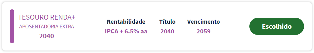 Imagem com rentabilidade do título do Tesouro RendA+
