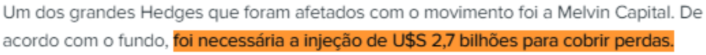 Print de notícia do portal EuQueroInvestir