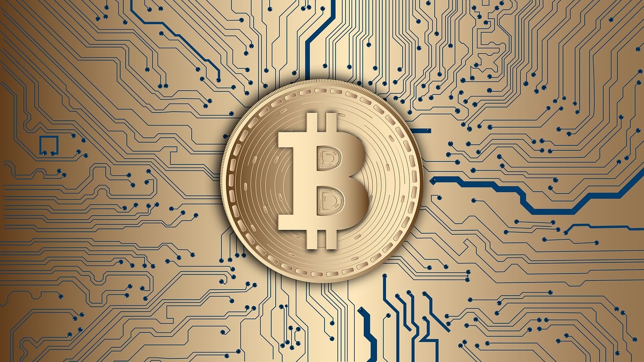 Imagem mostra um Bitcoin.