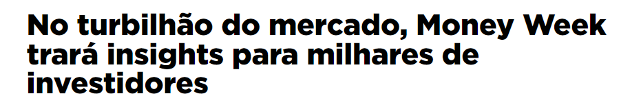 Banner do portal Neo Feed sobre a Money Week