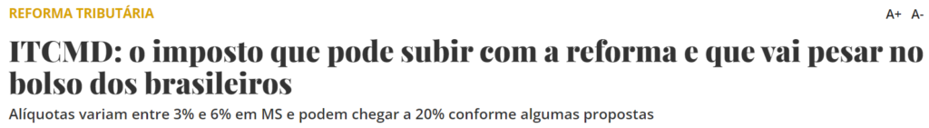 Manchete do portal Correio do Estado