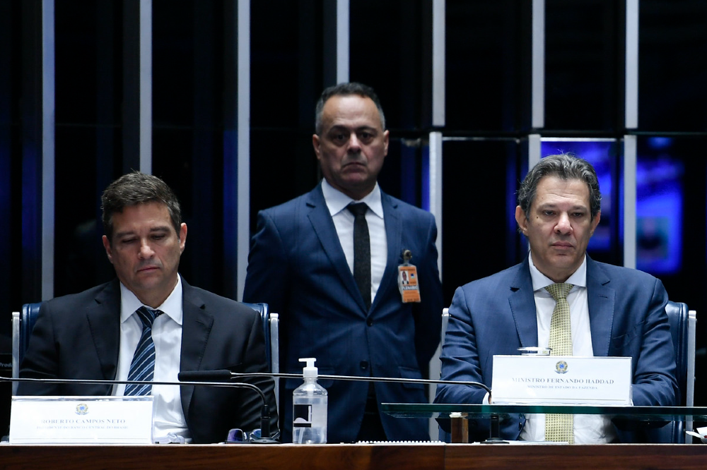 Haddad e Campos Neto no Senado ao lado de Rodrigo Pacheco