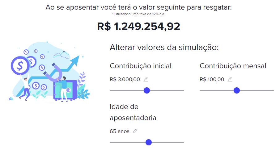 Como se aposentar com R$ 4 mil mensais - telas do simulador de Previdência da EQI