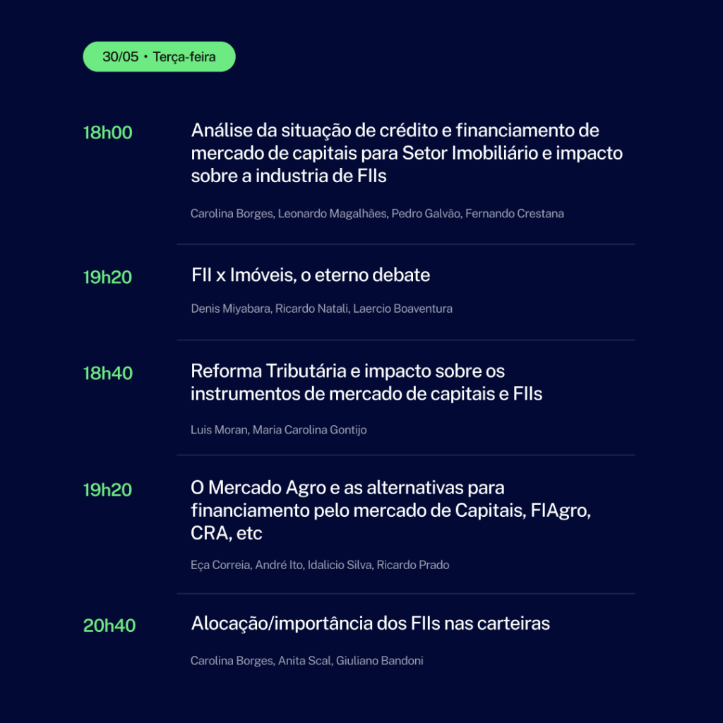 agenda FII Summit terça-feira