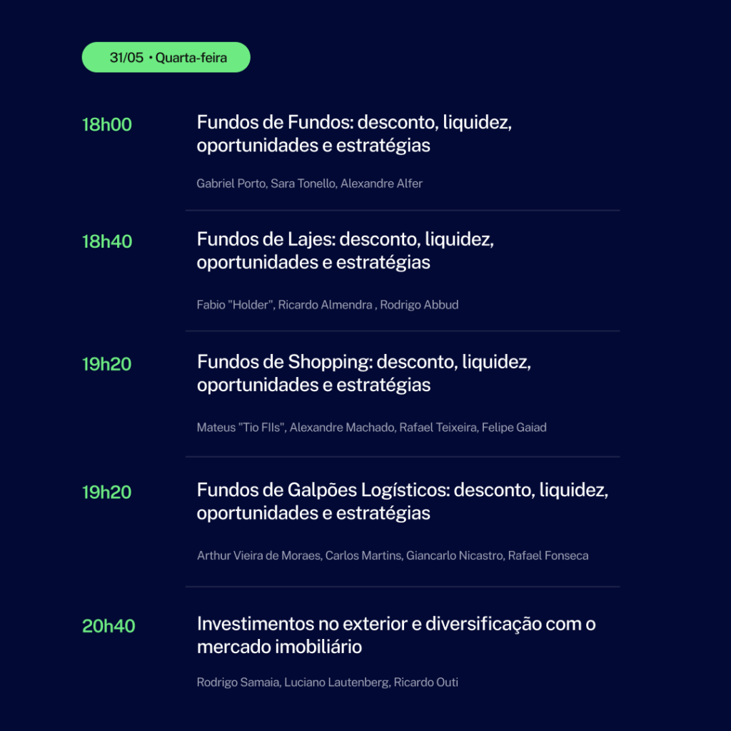 Agenda FII Summit quarta-feira