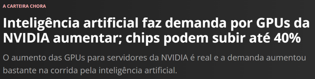 Manchete sobre a Nvidia do portal Adrenaline