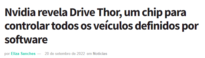 Manchete sobre a Nvidia do portal Teg6