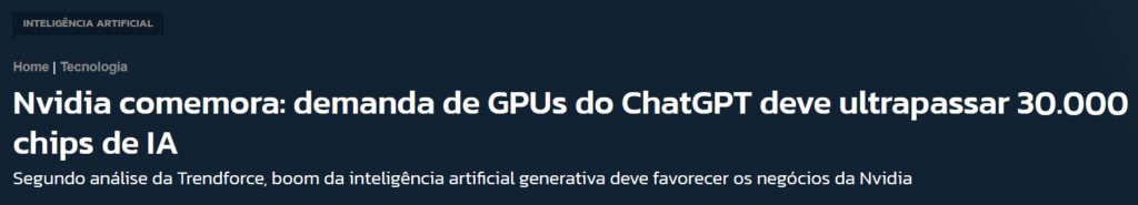 Manchete sobre a Nvidia do portal Tecmasters