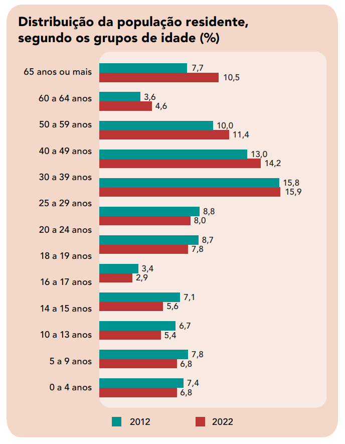 Dados da população por faixa etária segundo PNAD Continua - ilustração de matéria sobre como pensar na aposentadoria