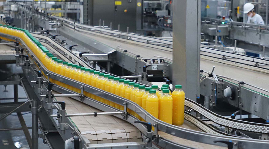 Fábrica de produção de suco de laranja