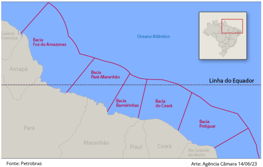 Mapa mostrando localização da Margem Equatorial