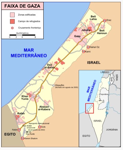 mapa faixa de gaza