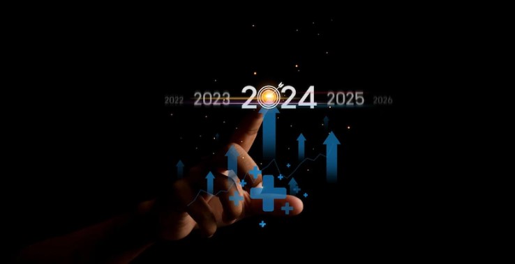 melhores investimentos para 2024: foto de mão apontando o ano de 2024