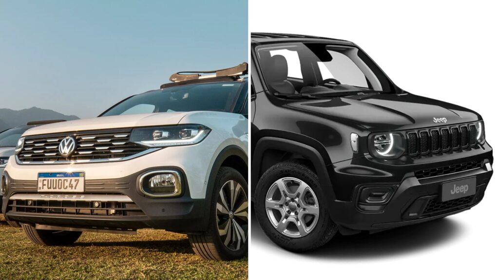 VW T-Cross e Jeep Renegade - Divulgação VW e Jeep