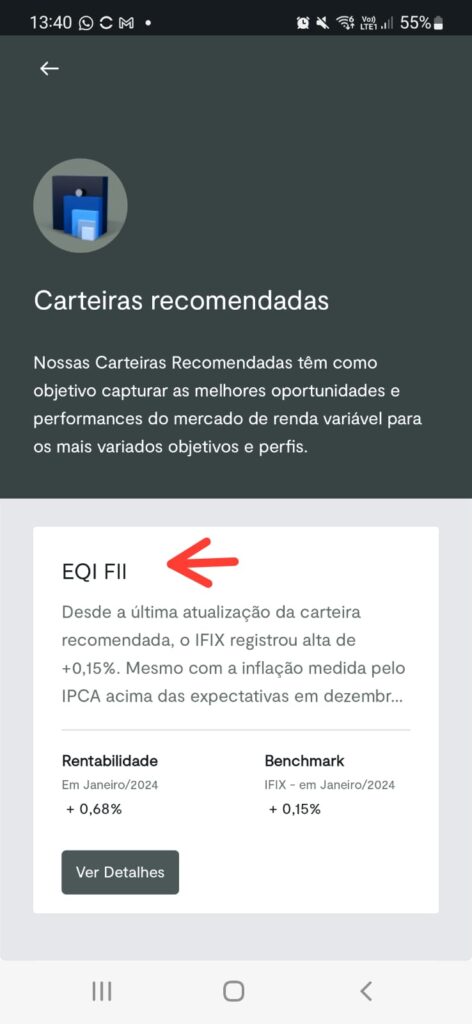 imagem aplicativo EQI Investimentos: Carteira Recomendada Automatizada de FIIs