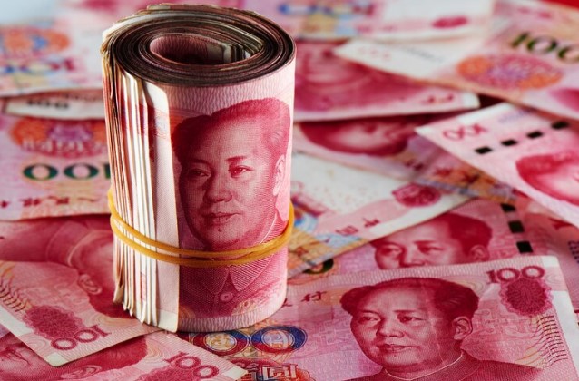 meta de crescimento da China: foto de notas de yuan