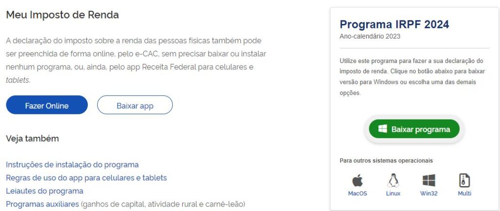 Como baixar o programa do IRPF 2024.