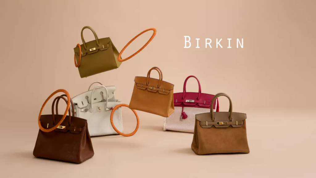 Imagem de divulgação mostra bolsas Birkin, da Hermès