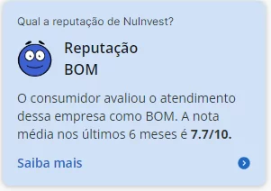Reputação Reclame Aqui NuInvest.