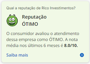 Reputação Reclame Aqui Rico.
