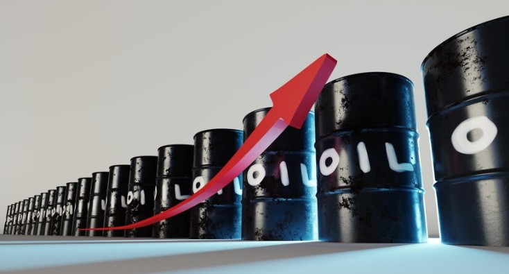 Preços do petróleo: ilustração com barris e seta para cima