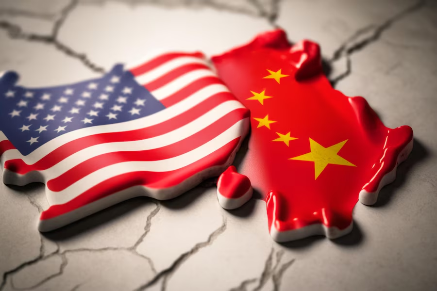 ilustração bandeiras eua e china: vinho