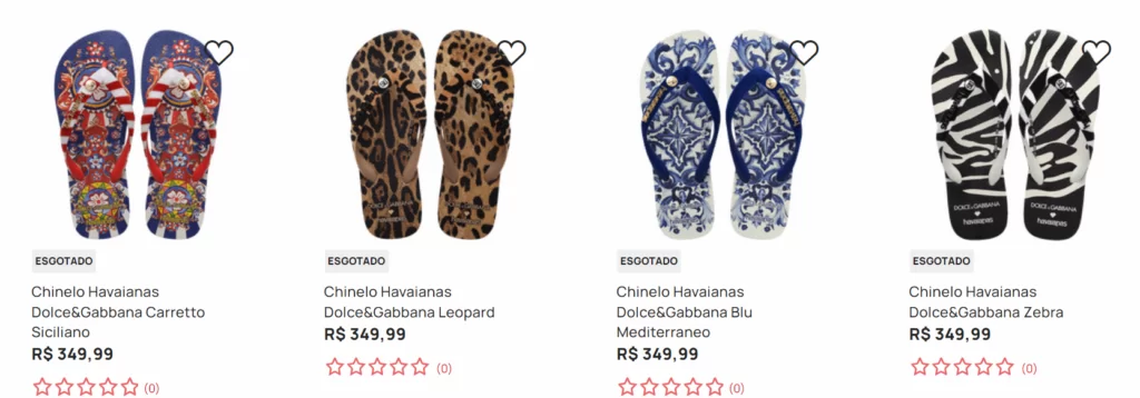 Modelos da Havaianas em parceria com a grife Dolce & Gabbana