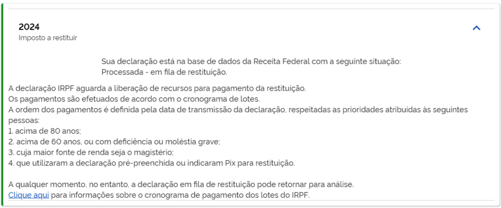 Receita Federal restituição