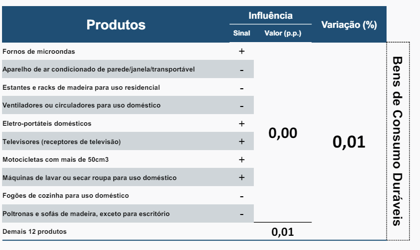Produtos com maior influência: mensal
