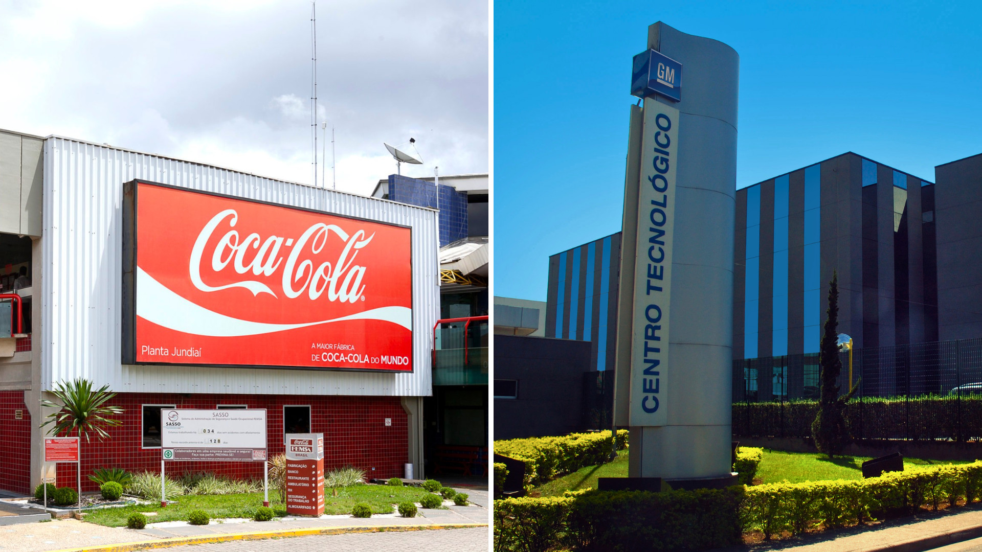 Centro de distribuição da Coca-Cola Femsa em Jundiaí, no interior de SP; Fábrica da GM em São Bernardo do Campo