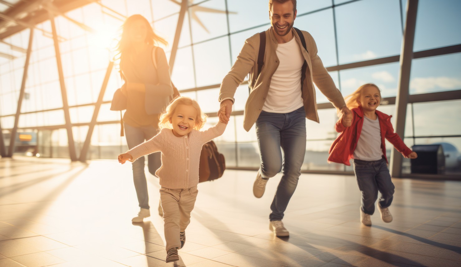 Milhas: foto de família em aeroporto