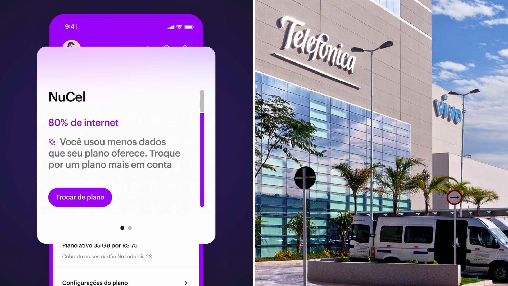Plano do NuCel e sede da Telefônica Vivo