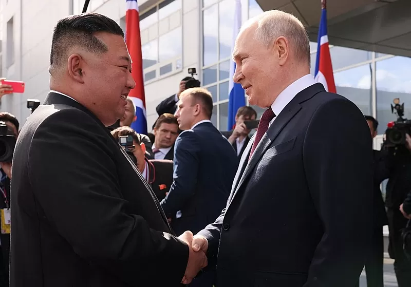 foto Vladimir Putin e o líder norte-coreano Kim Jong Un: acordo potencialmente perigoso