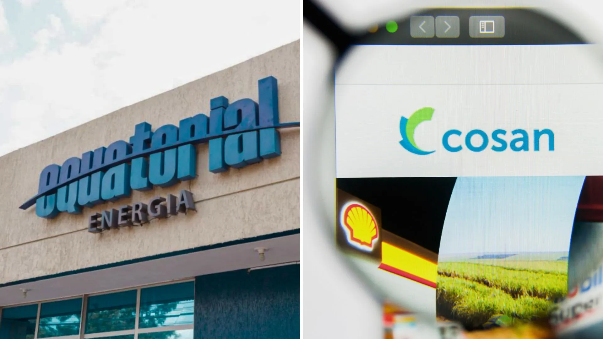 Logotipos de Equatorial e Cosan, empresas da carteira Buy and Hold