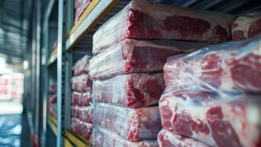 Brasil vai parar de exportar carne para os EUA: imagem de carne galpão logístico