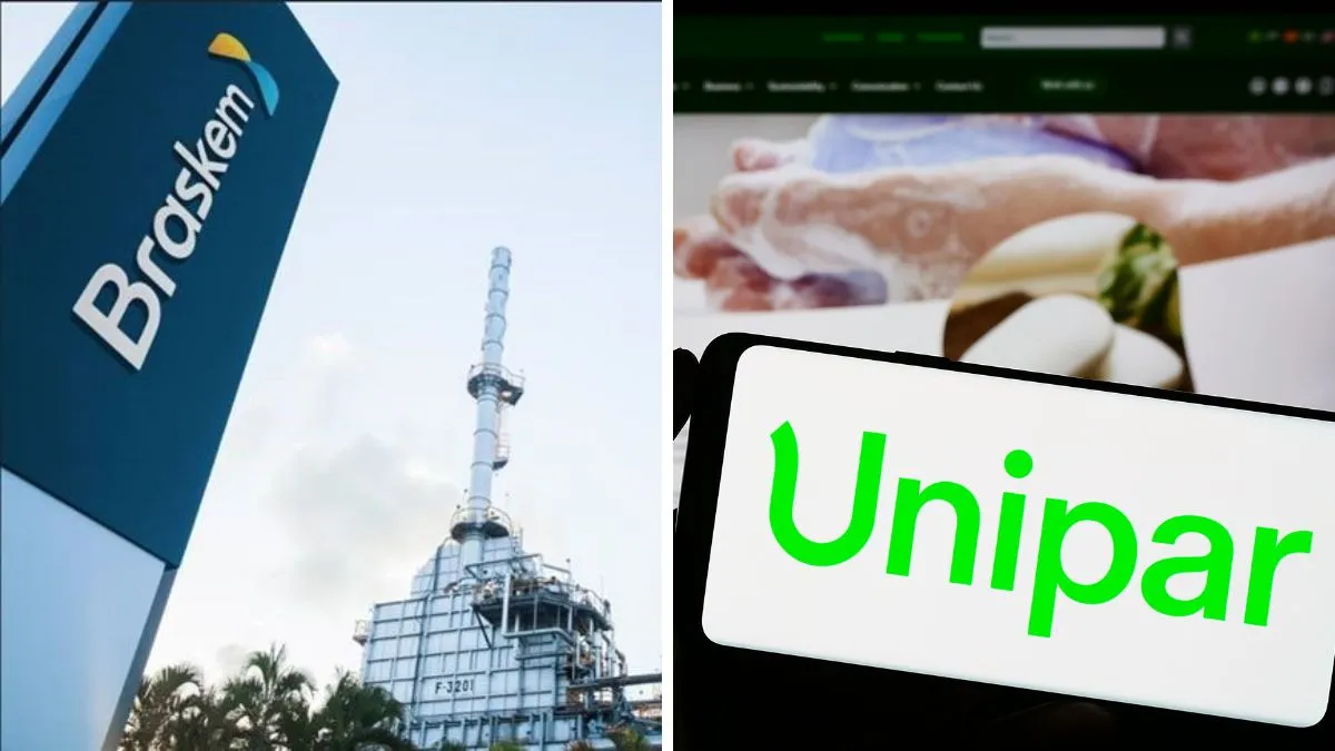 Logotipos da Braskem e da Unipar.