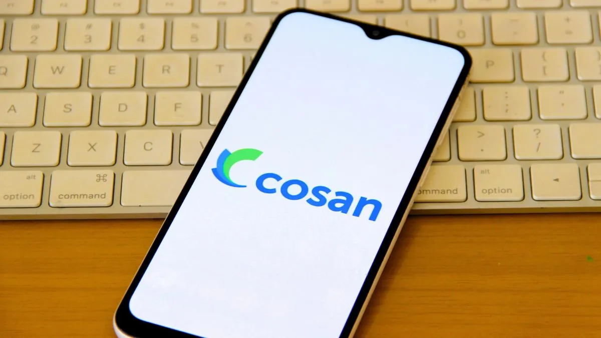 Logo da Cosan em uma tela de celular.