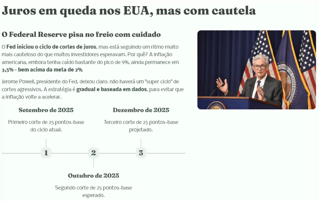 Juros em queda nos EUA, mas com cautela
